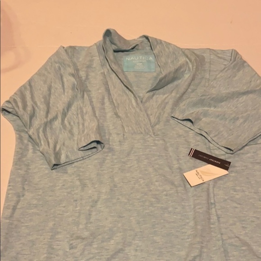 NWT Nautica Sleep Shirt Super Soft Baby Blue Pull Over Night Shirt Size Small